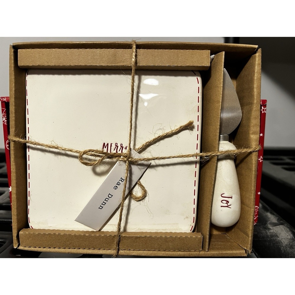 Rae Dunn Christmas White Merry And Joy Cutting Board And Knife White Gift Set